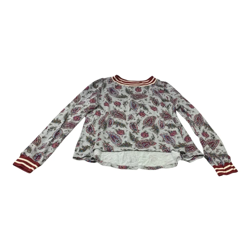 Premium long sleeve Top Long Sleeve By T.la In Grey & Red, Size: S