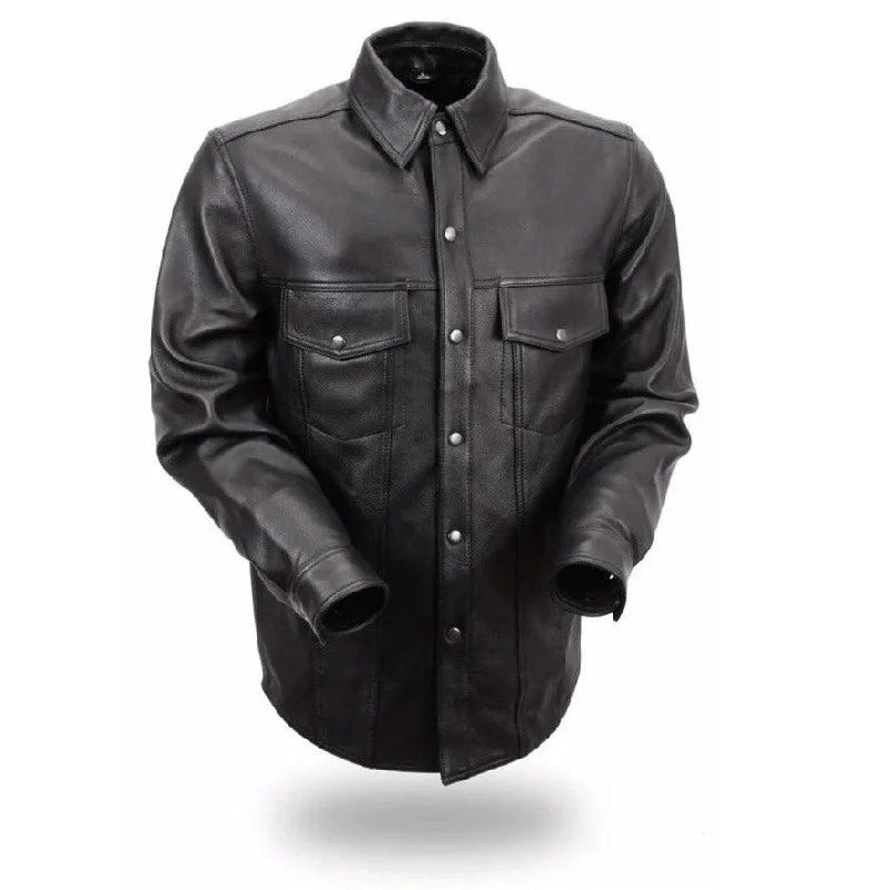 Luxury-fabric First Mfg Mens Milestone Leather Shirt