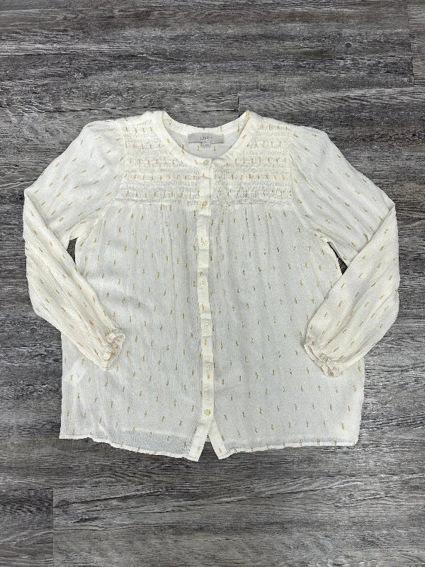 Long sleeve shirt Top Long Sleeve By Loft In Cream, Size: M