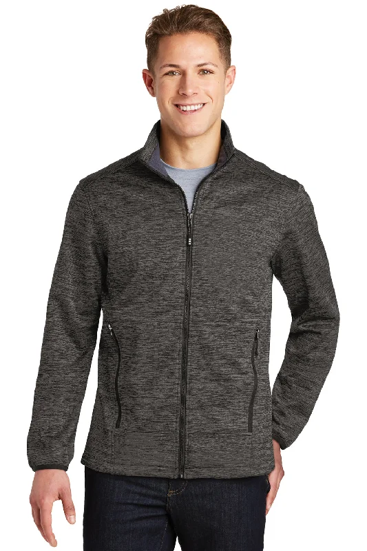 Retro-cool Sport-Tek Mens Electric Heather Water Resistant Full Zip Jacket - Grey Black Electric