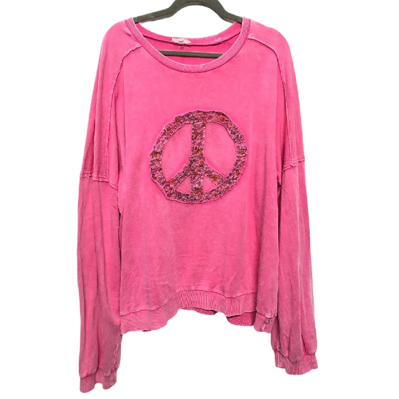 Textured long sleeve Top Long Sleeve By Easel In Pink, Size: 2x