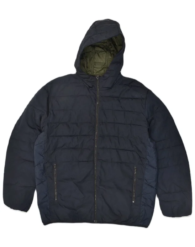 Relaxed-wear JACK & JONES Mens Hooded Padded Jacket UK 44 2XL Navy Blue