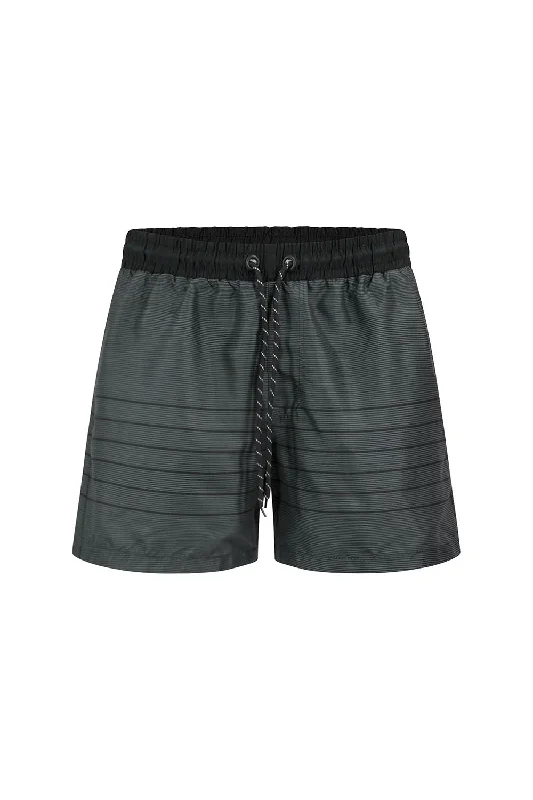 Corduroy pants Men's Nylon Striped Summer Swim Shorts (Black)