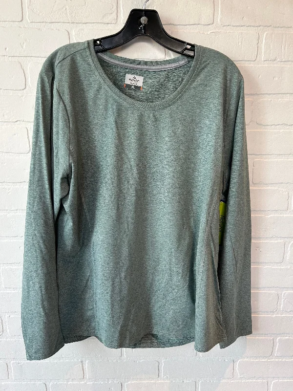 Sporty long sleeve Green Athletic Top Long Sleeve Crewneck Cmc, Size Xl