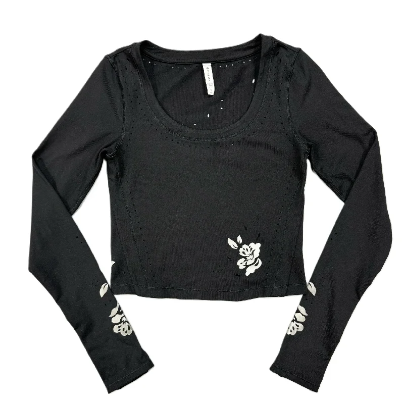 Long sleeve blouse Athletic Top Long Sleeve Collar By Athleta In Black & Silver, Size: Xs