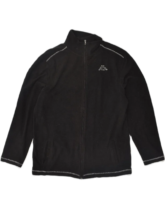 Sportwear-inspired  KAPPA Mens Fleece Jacket UK 44 2XL Black Polyester