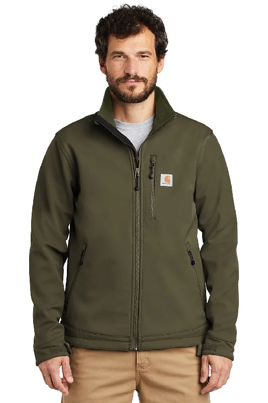 Performance-wear Carhartt Mens Crowley Wind & Water Resistant Full Zip Jacket - Moss Green