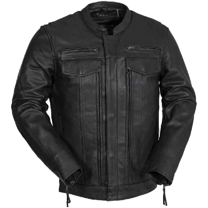 Performance-wear First Mfg Mens Raider Vented Leather Motorcycle Jacket