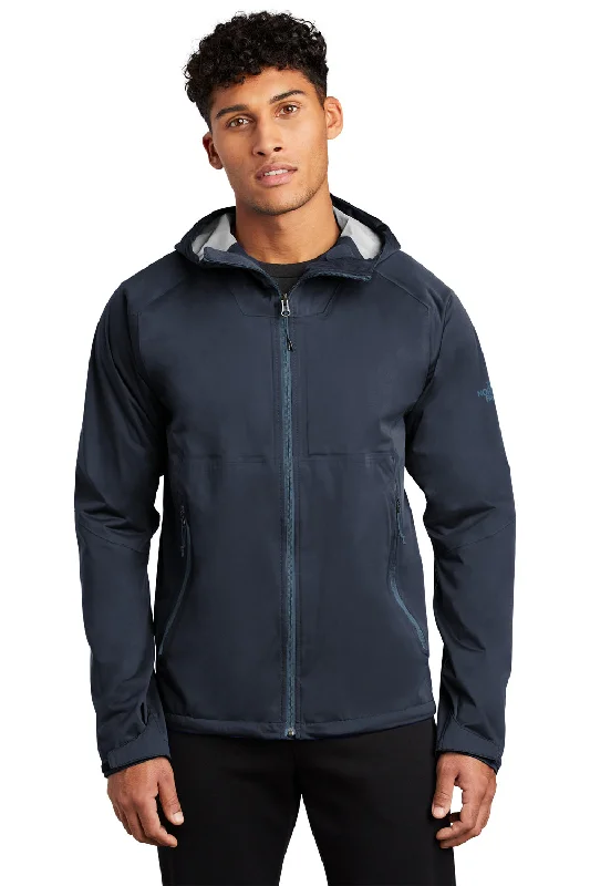 Designer The North Face Mens All Weather DryVent Windproof & Waterproof Full Zip Hooded Jacket - Urban Navy Blue - Closeout