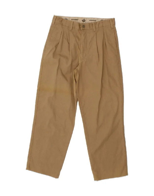 Cropped DOCKERS Mens Pegged Chino Trousers W31 L27 Beige Cotton