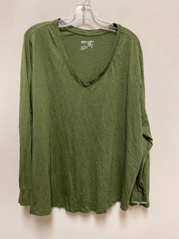 Elegant long sleeve Top Long Sleeve By Terra & Sky In Green, Size: 3x