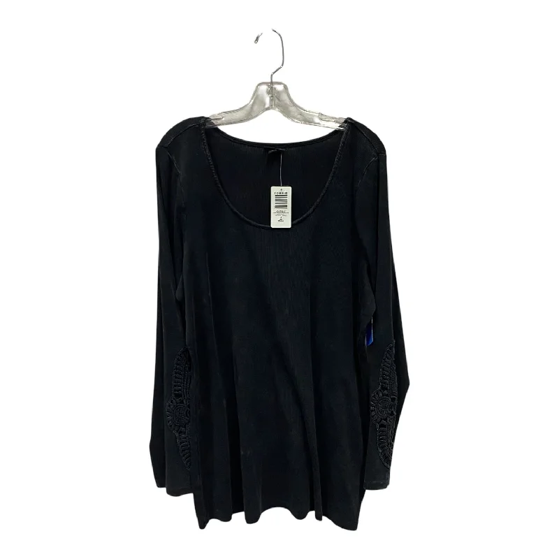 Sporty long sleeve Top Ls By Torrid In Black, Size:3X