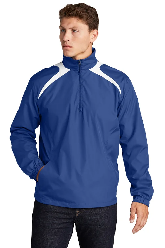 High-tech Sport-Tek Mens Water Resistant 1/4 Zip Wind Jacket - True Royal Blue/White