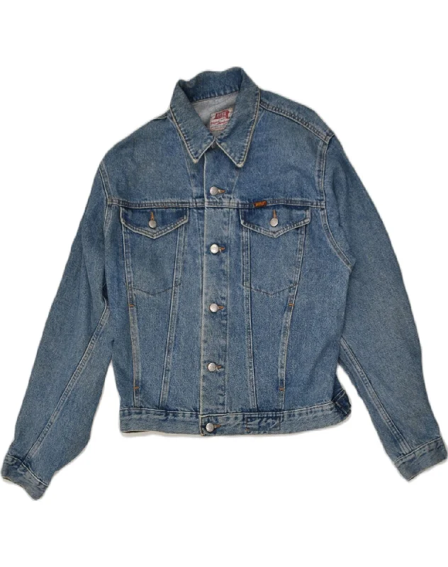 Military-inspired RIFLE Mens Denim Jacket UK 38 Medium Blue Cotton