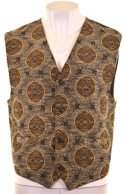 High-tech ENARA CAMICE Mens Waistcoat Size 42 XL Brown Abstract Viscose