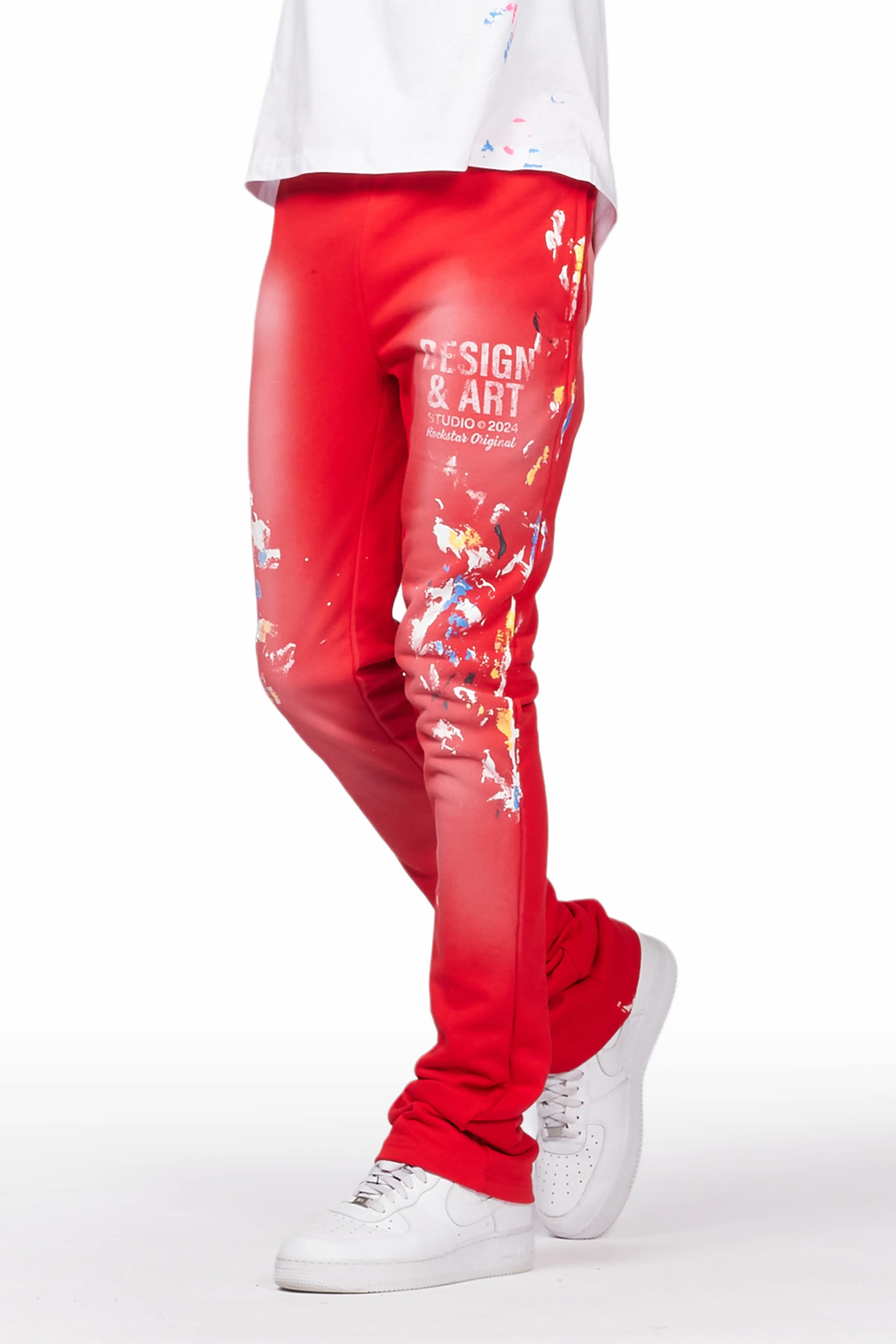 Performance pants Patel Red Graphic Stacked Flare Pant