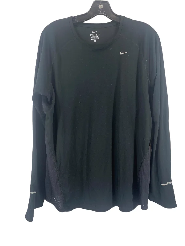 Premium fabric Black Athletic Top Long Sleeve Crewneck Nike, Size Xl