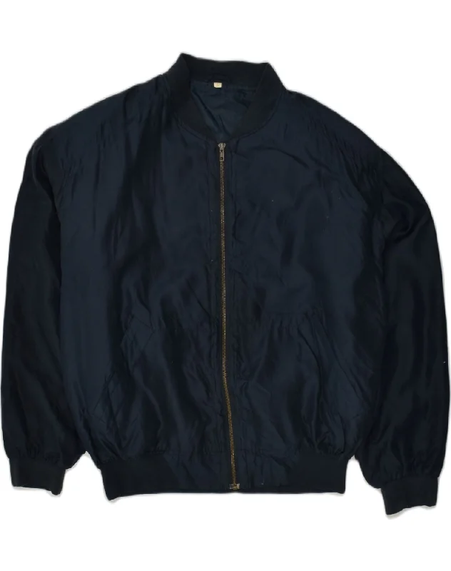 Lightweight-fit VINTAGE Mens Oversized Bomber Jacket UK 36 Small Navy Blue Polyamide