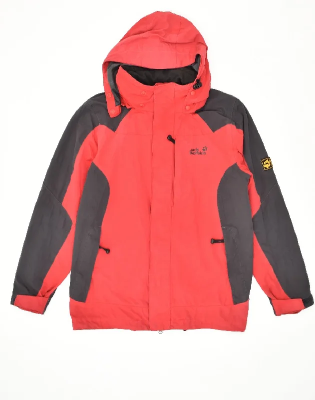 Classic-chic JACK WILLS Mens Hooded Rain Jacket UK 36 Small Red Colourblock Polyamide