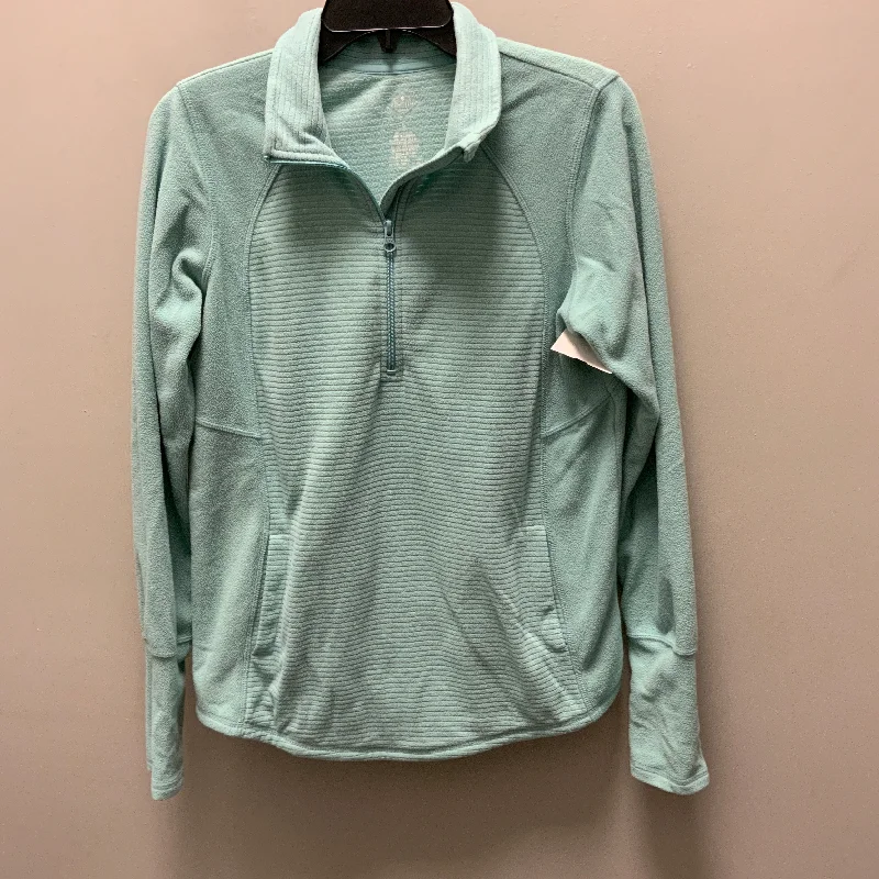 Solid color Athletic Top Long Sleeve Collar By St Johns Bay In Green, Size: S