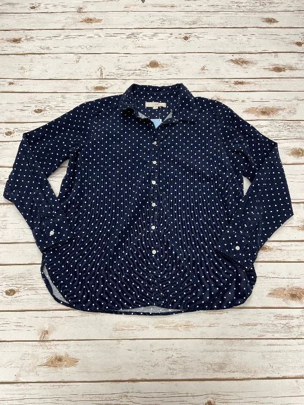 Soft cotton Top Long Sleeve By Loft In Polkadot Pattern, Size: M