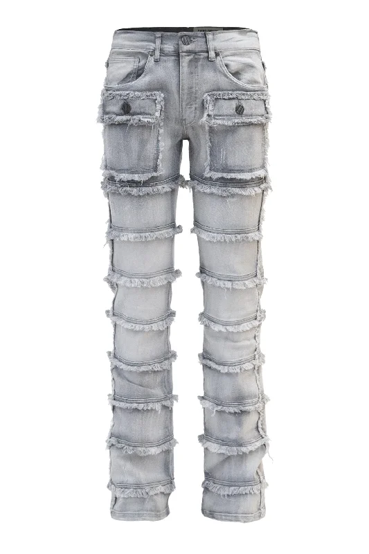 Wool pants Men's Patchwork True Stacked Denim Jeans