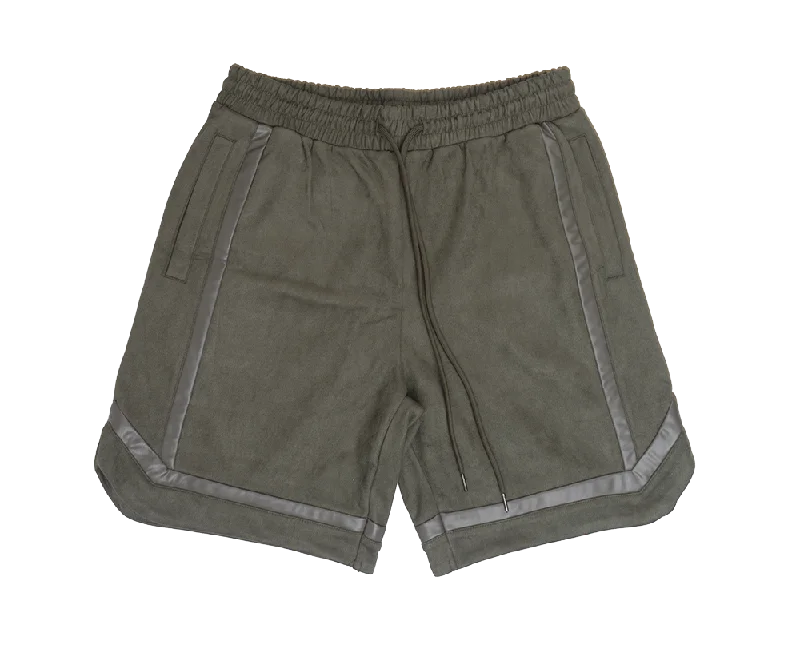 Straight leg EPTM SUEDE LOUNGE SHORTS OLIVE - DELTA