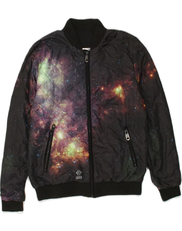 Outdoor-adventure VINTAGE Mens Quilted Jacket UK 36 Small Black Tie Dye Polyester