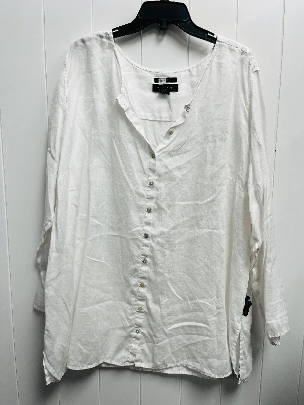 Long sleeve shirt Top Long Sleeve By Tahari By Arthur Levine In White, Size: 3x