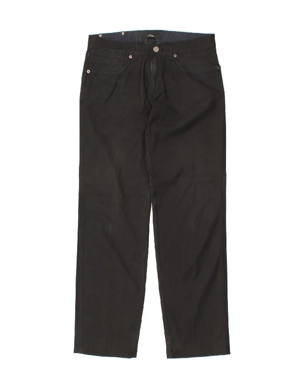 Cropped Z ZEGNA Mens Straight Casual Trousers W30 L31 Black