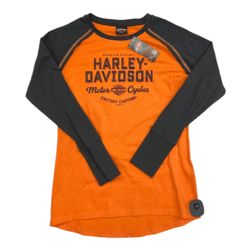 Soft cotton Top Long Sleeve By Harley Davidson In Orange, Size: M