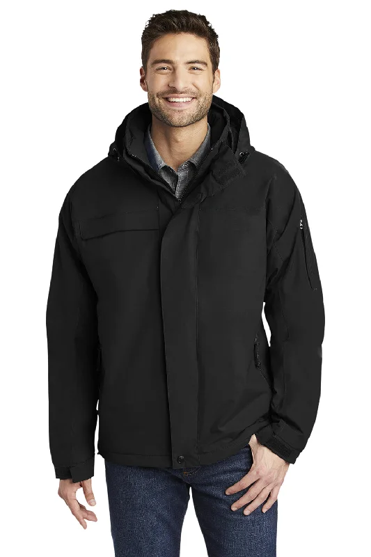 Dynamic-wear Port Authority Mens Nootka Waterproof Full Zip Hooded Jacket - Black