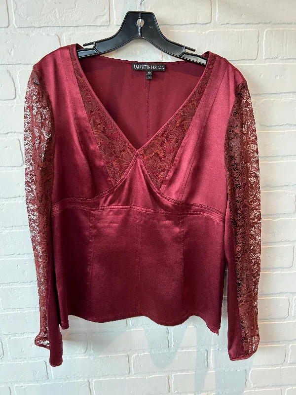 Basic shirt Top Long Sleeve Designer By Lafayette 148 In Maroon, Size: M