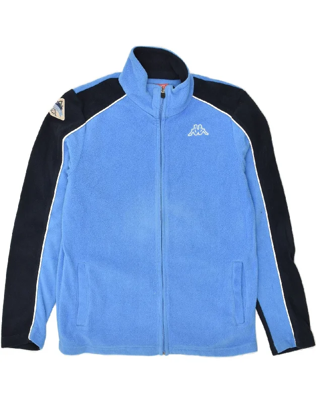 Military-inspired KAPPA Mens Fleece Jacket UK 38 Medium Blue Colourblock Polyester