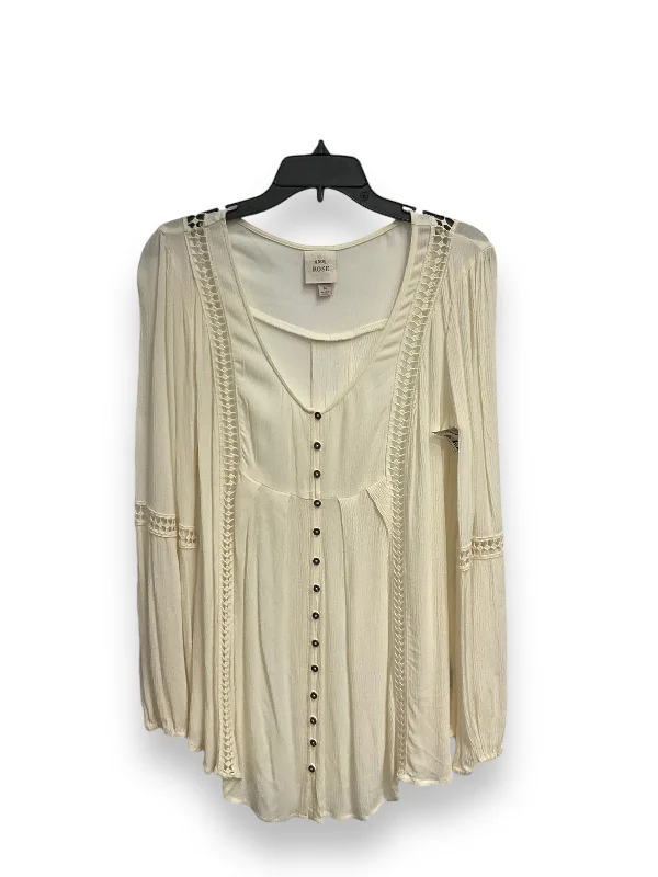 Soft wool Top Long Sleeve By Knox Rose In Cream, Size: M