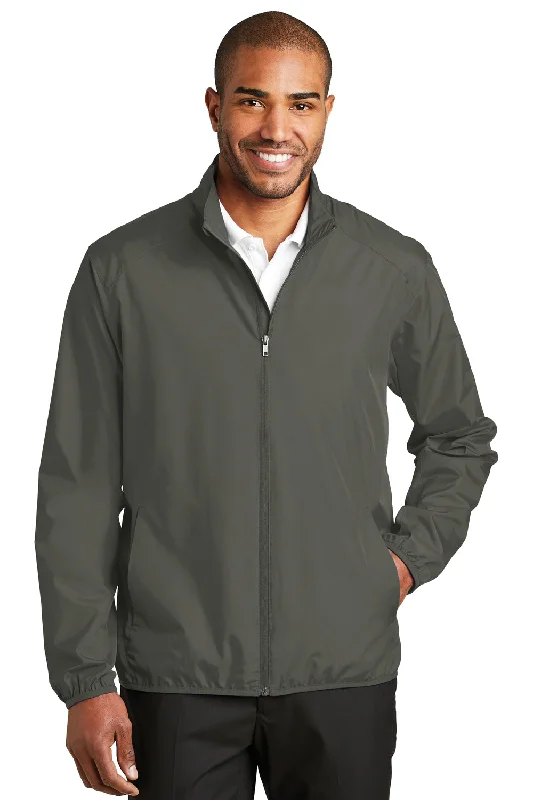 Relaxed-wear Port Authority Mens Zephyr Wind & Water Resistant Full Zip Jacket - Steel Grey