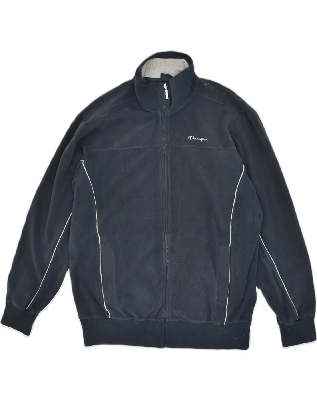 Luxe-casual CHAMPION Mens Fleece Jacket UK 40 XL Navy Blue Polyester