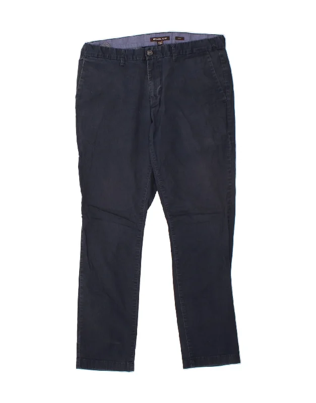 Low-waisted MICHAEL KORS Mens Slim Fit Chino Trousers W34 L29 Navy Blue Cotton