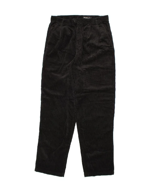 Low-waisted EDDIE BAUER Mens Pegged Corduroy Trousers W36 L36  Black Cotton