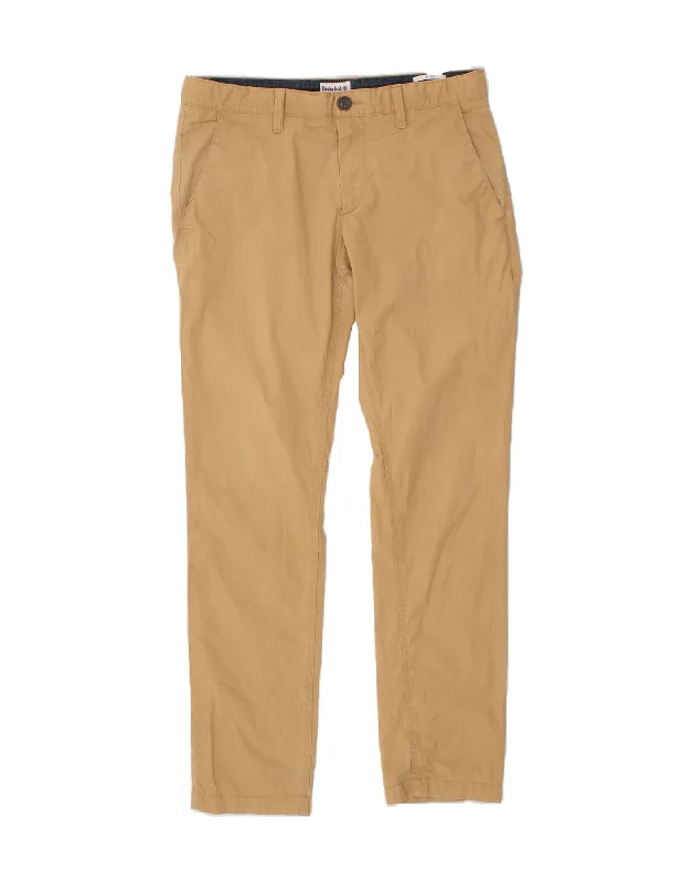 Skinny TIMBERLAND Mens Slim Chino Trousers W32 L32 Beige Cotton