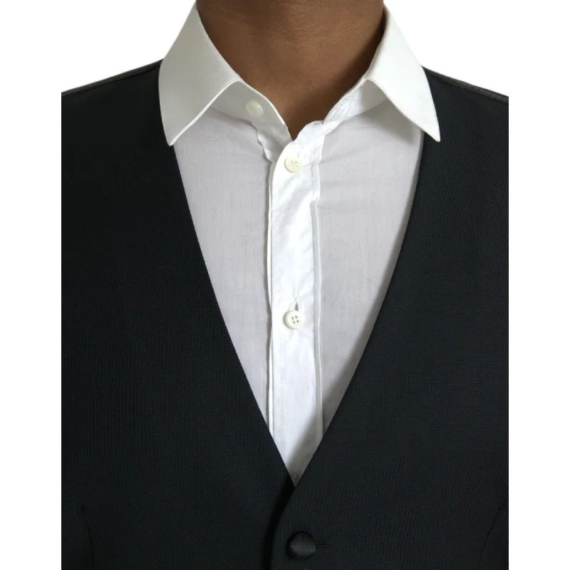 Layered Dolce & Gabbana Black Wool Waistcoat Dress Formal Men's Vest