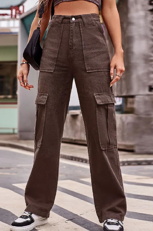 Cargo pants Buttoned High Waist Loose Fit Jeans