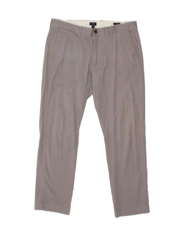 Straight-leg J. CREW Mens Straight Chino Trousers W34 L30 Grey Cotton