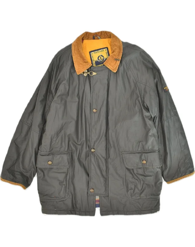 Retro-cool NAVIGARE Mens Duffle Jacket UK 40 Large Grey