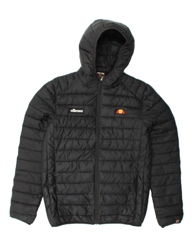 Layer-ready ELLESSE Mens Hooded Padded Jacket UK 36 Small Black Polyester