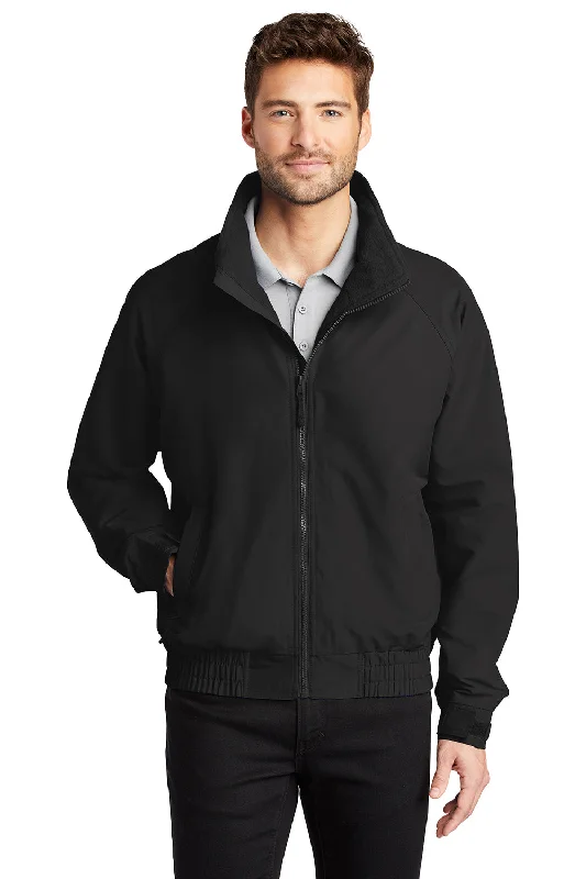 Eco-conscious Port Authority Mens Charger Wind & Water Resistant Full Zip Jacket - True Black