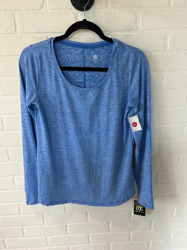 Stylish long sleeve Athletic Top Long Sleeve Crewneck By Champion In Blue, Size: S