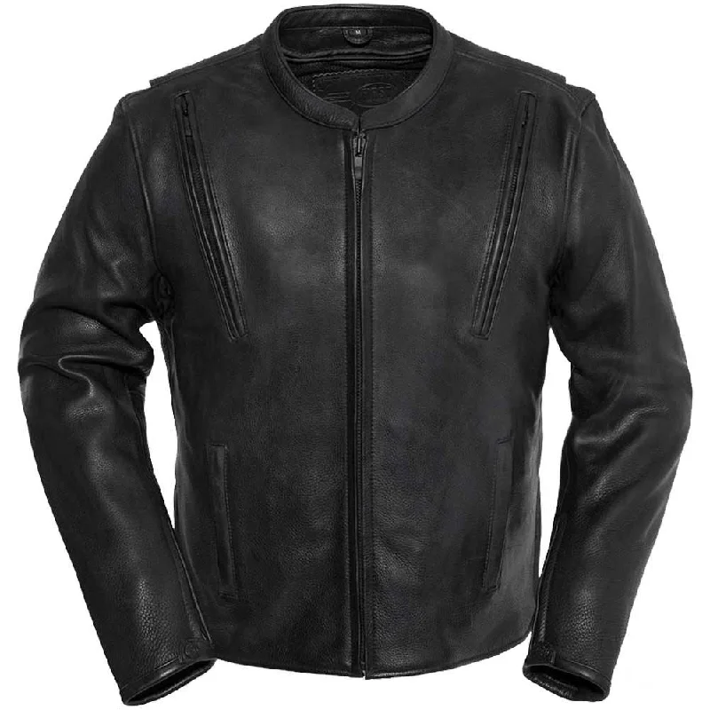 Comfortable First Mfg Mens Revolt Vented Leather Motorcycle Jacket