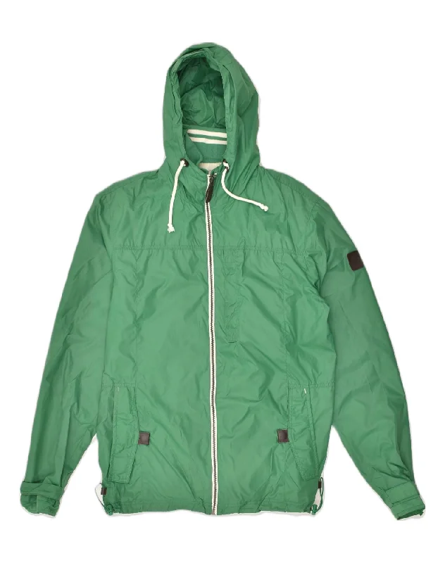 Slim-fit PULL & BEAR Mens Hooded Rain Jacket UK 40 Large Green Polyester