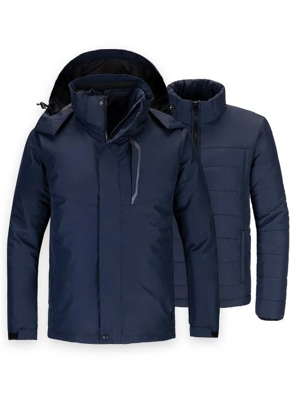 Lightweight-fit Men's 3-in-1 Fleece Interchange Jacket Waterproof Ski Jacket Winter Alpine V